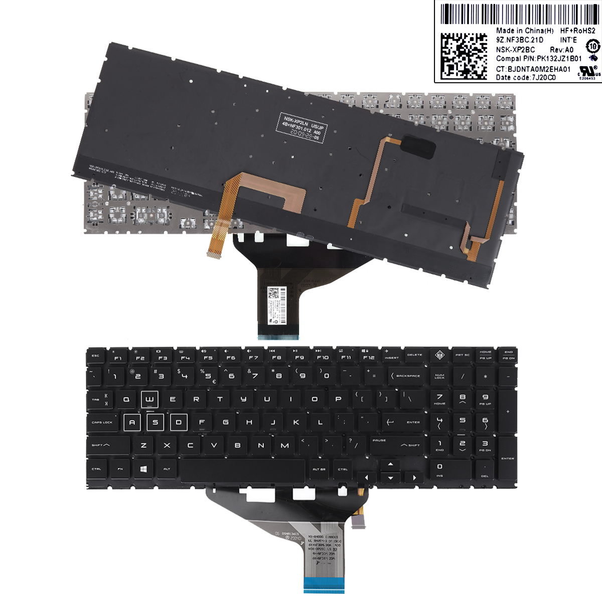 Picture of New Replacement Laptop Keyboard For HP omen 15-DC TPN-Q211 15-dc000 15t-dc000 15-dc0010nr BLACK ( Full Colorful Backlit,Without Frame,WIN8)  US Layout